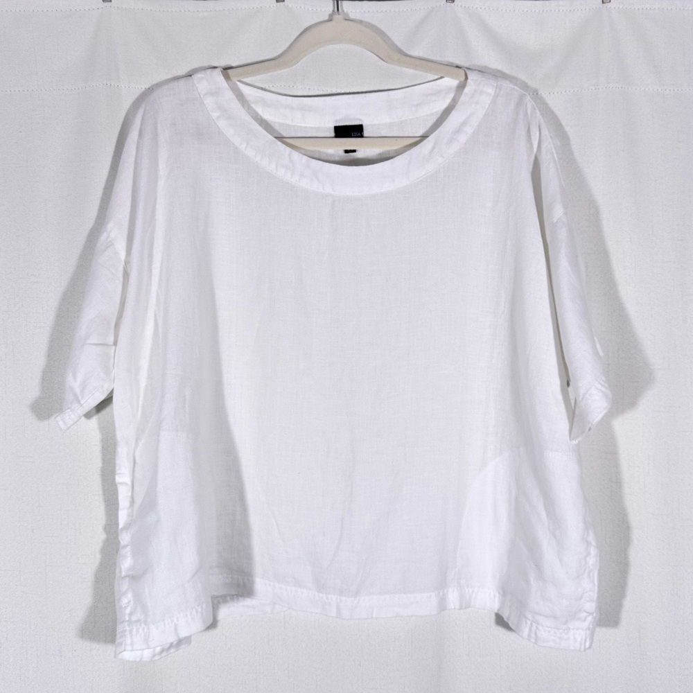 Lisa Bayne White Linen Relaxed Fit Shirt